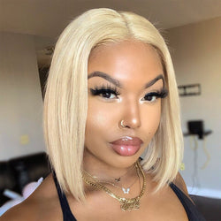 #613 Blonde Brazilian Hair Straight Lace Front Bob Wig