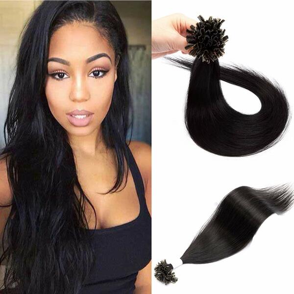 #1 Jet Black Straight I Tip Hair Extensions