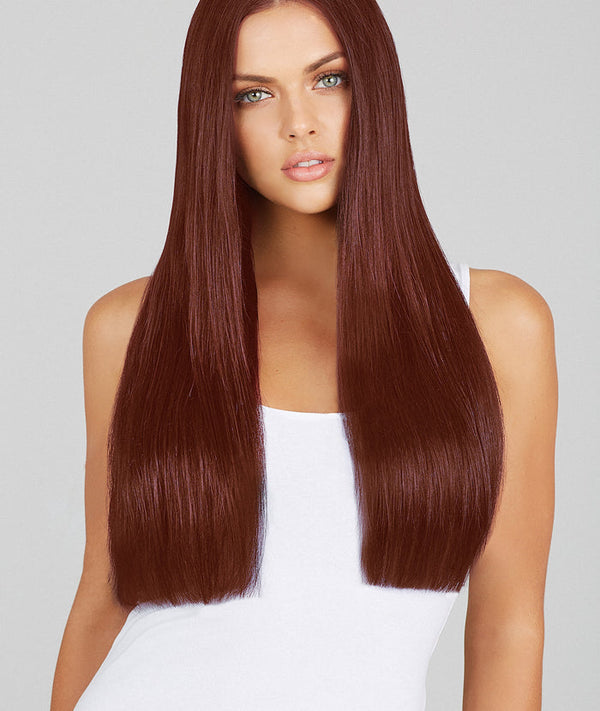 #33 Dark Auburn Straight Clip In Hair Extensions