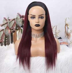 Ombre 1B & 99J Burgundy Straight Headband Wig