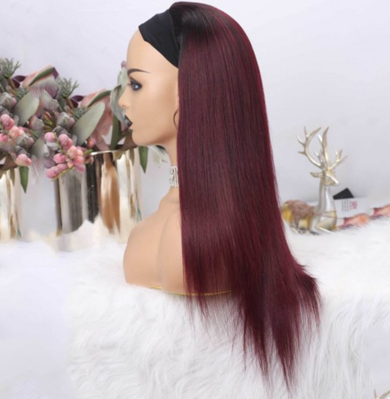 Ombre 1B & 99J Burgundy Straight Headband Wig