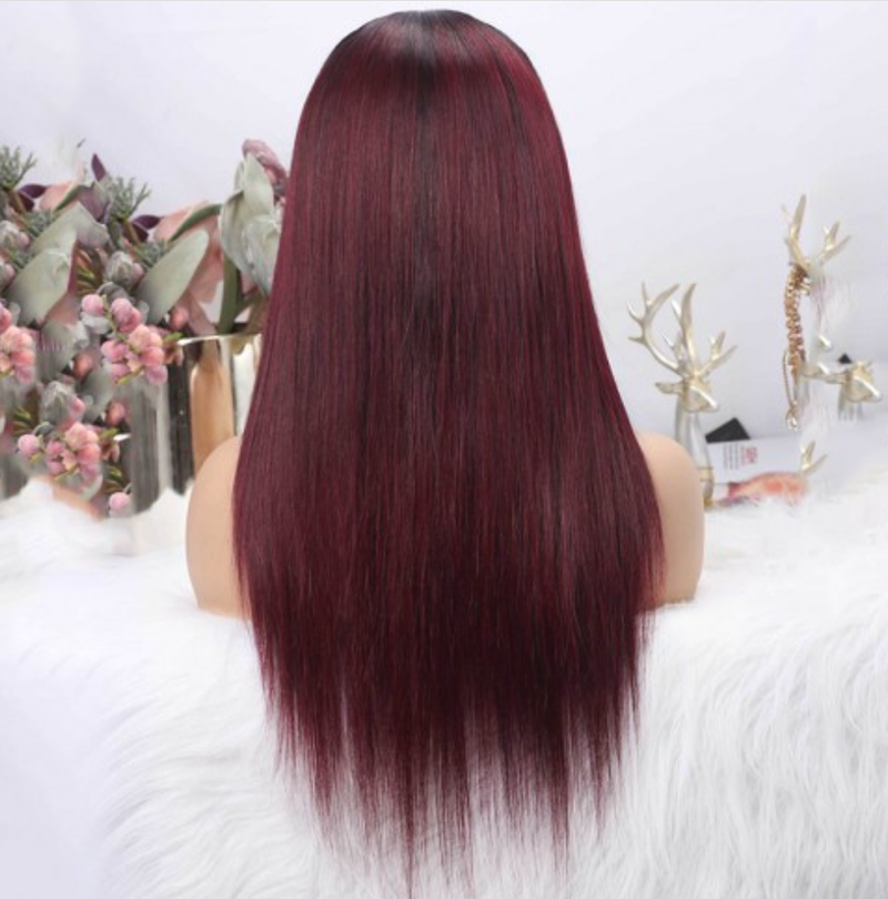 Ombre 1B & 99J Burgundy Straight Headband Wig