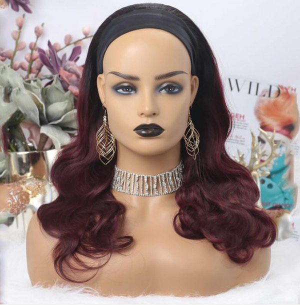 Ombre 1B & 99J Burgundy Body Wave Headband Wig