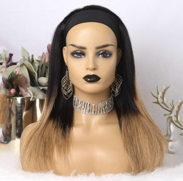 Brazilian Ombre 1B & Honey Blonde Straight Headband Wig