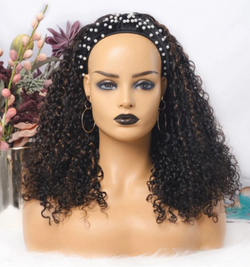 Brazilian Highlight Color Curly Headband Wig