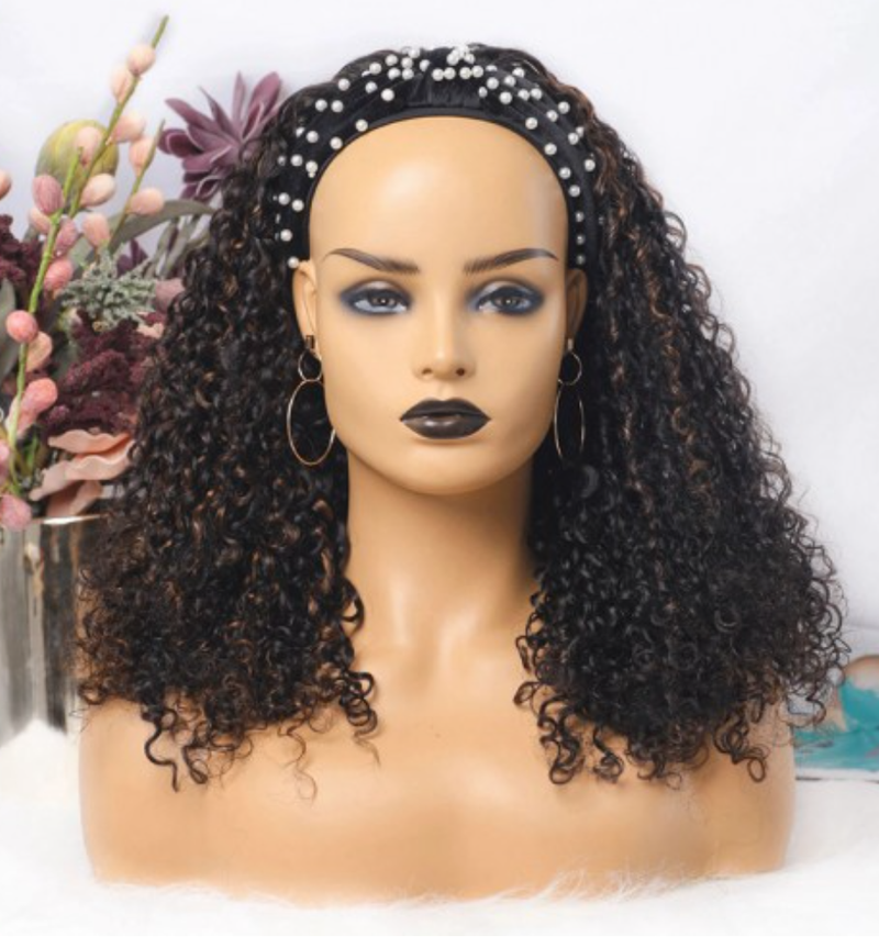 Brazilian Highlight Color Curly Headband Wig