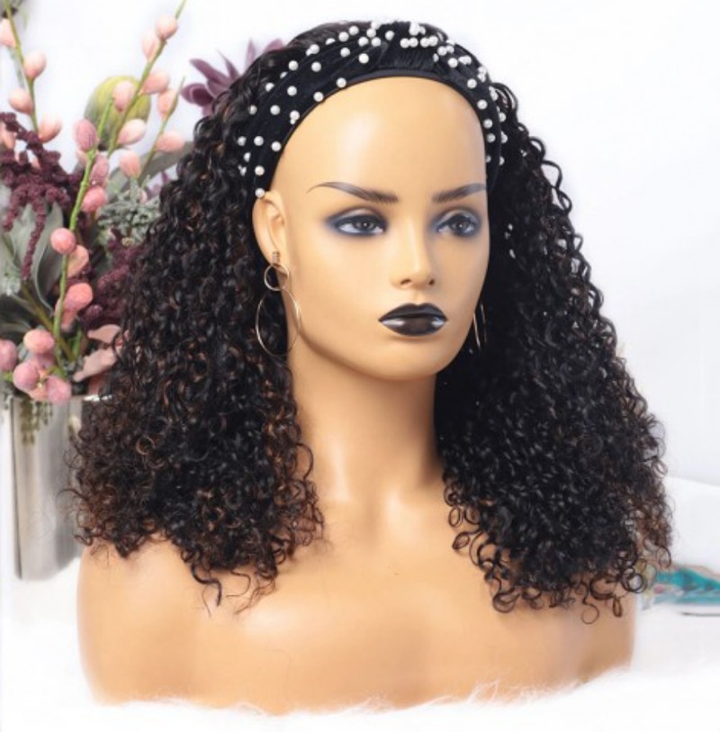 Brazilian Highlight Color Curly Headband Wig