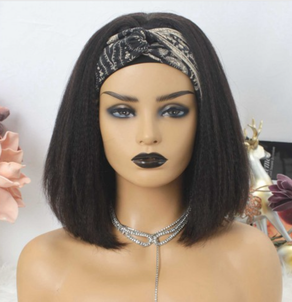 Brazilian Kinky Straight Bob Headband Wig