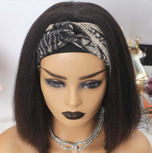 Brazilian Kinky Straight Bob Headband Wig