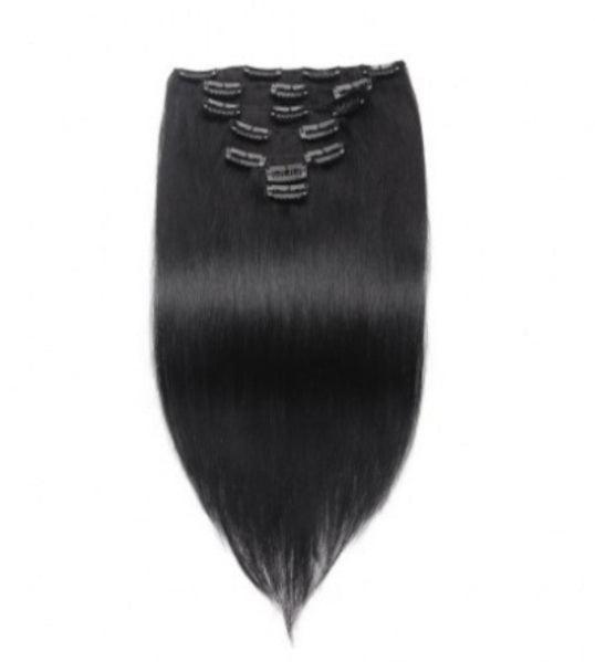 #1 Straight Jet Black Clip In Hair Extensions