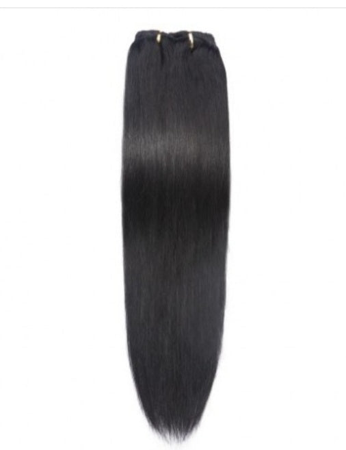 #1 Straight Jet Black Clip In Hair Extensions