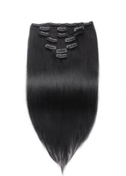 #1 Straight Jet Black Clip In Hair Extensions