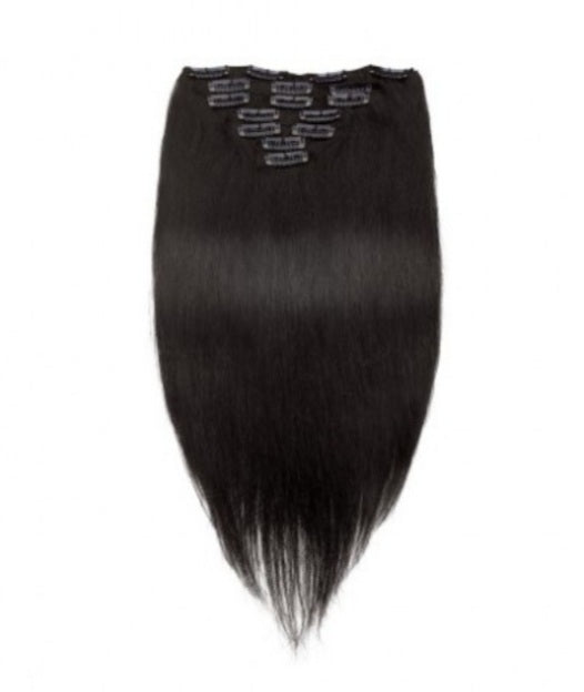 #1B Natural Black Straight Clip In Hair Extensions