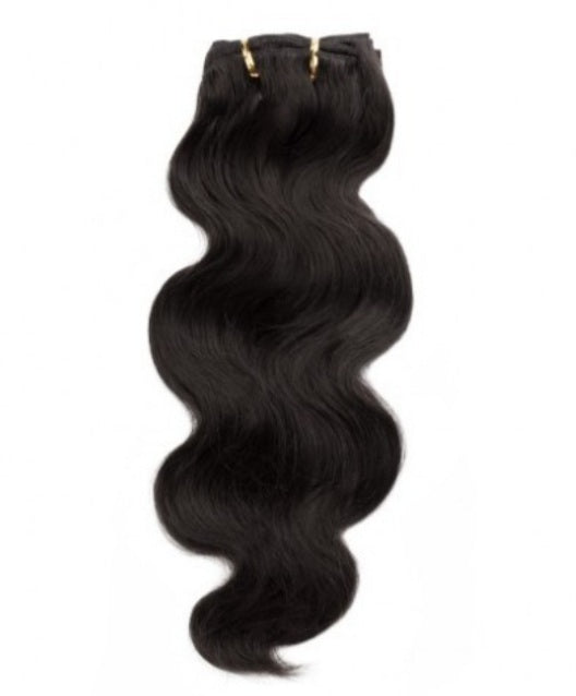 #1B Natural Black Body Wave Clip In Hair Extensions
