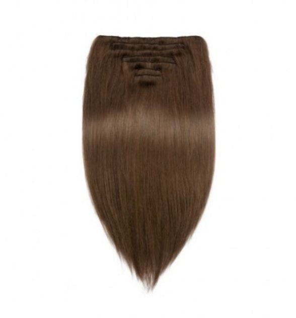 #4 Medium Brown Straight Clip In Hair Extensions