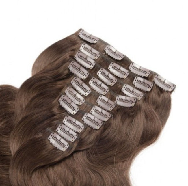 #4 Medium Brown Body Wave Clip In Hair Extensions