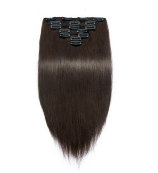 #2 Dark Brown Straight Clip In Hair Extensions