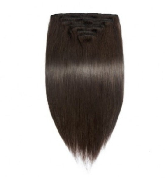 #2 Dark Brown Straight Clip In Hair Extensions