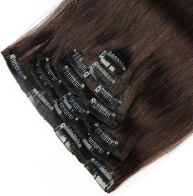 #2 Dark Brown Straight Clip In Hair Extensions