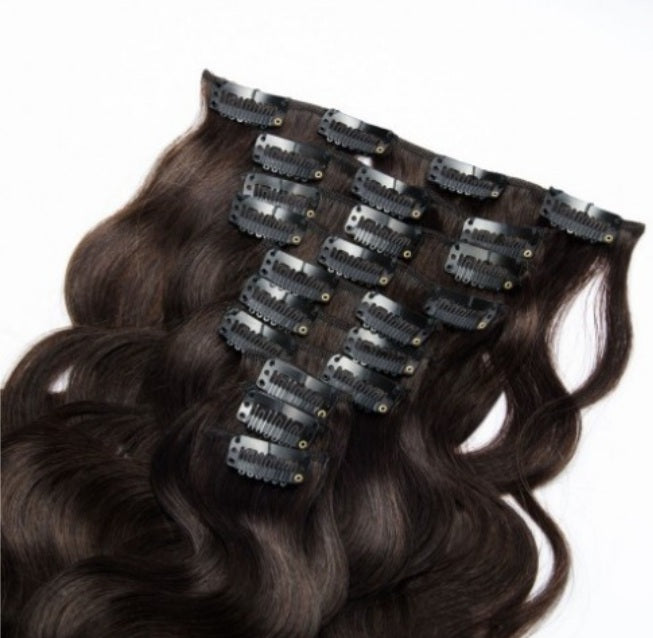 #2 Dark Brown Body Wave Clip In Hair Extensions