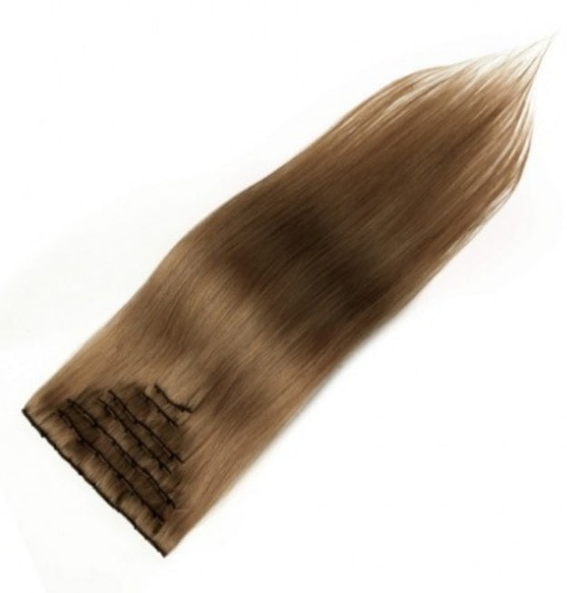 #8 Light Chestnut Straight Clip In Hair Extensions