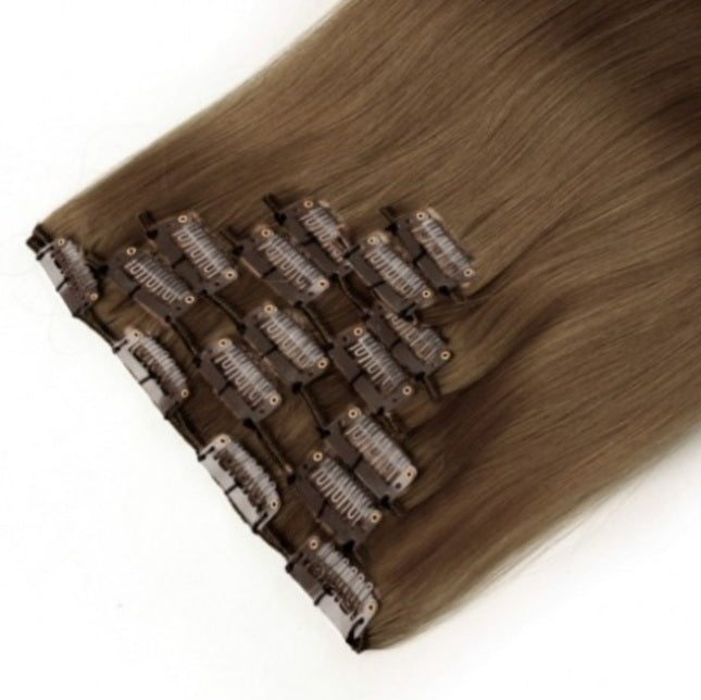 #8 Light Chestnut Straight Clip In Hair Extensions