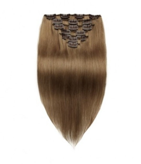 #8 Light Chestnut Straight Clip In Hair Extensions