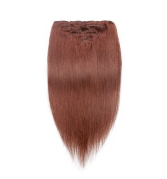 #33 Dark Auburn Straight Clip In Hair Extensions