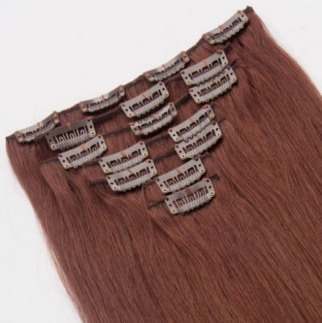 #33 Dark Auburn Straight Clip In Hair Extensions