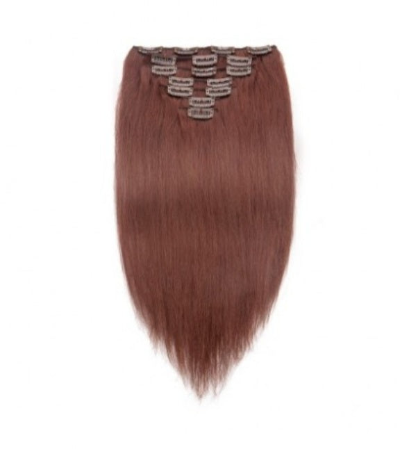 #33 Dark Auburn Straight Clip In Hair Extensions