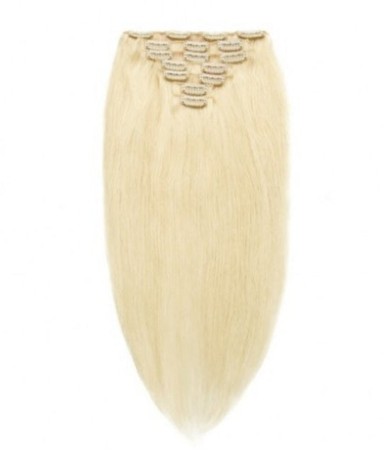 #60 Ash Blonde Straight Clip In Hair Extensions
