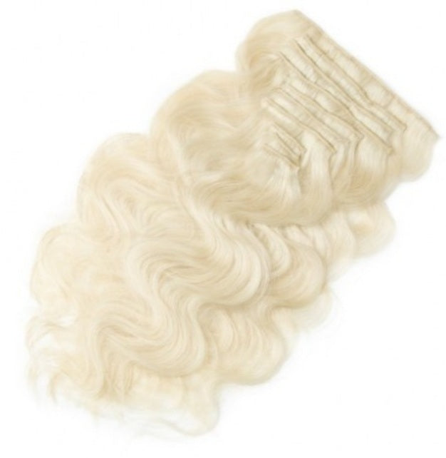 #60 Ash Blonde Body Wave Clip In Hair Extensions