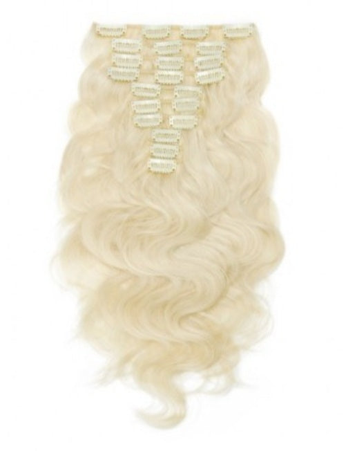 #60 Ash Blonde Body Wave Clip In Hair Extensions