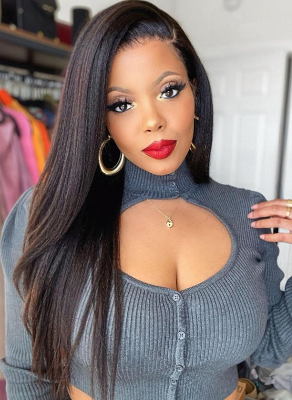 Peruvian Kinky Straight Virgin Hair 360 Lace Wig